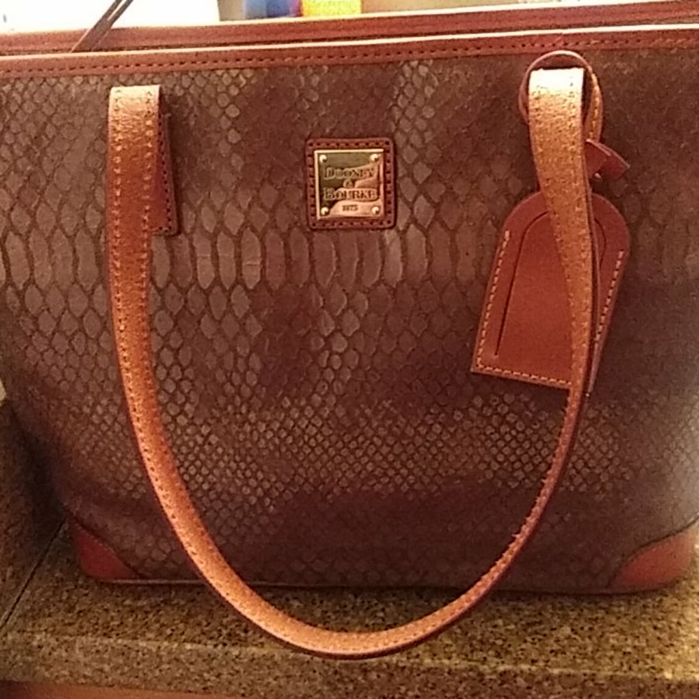 DB Python Emboss Canvas Leather Tote and coin bag